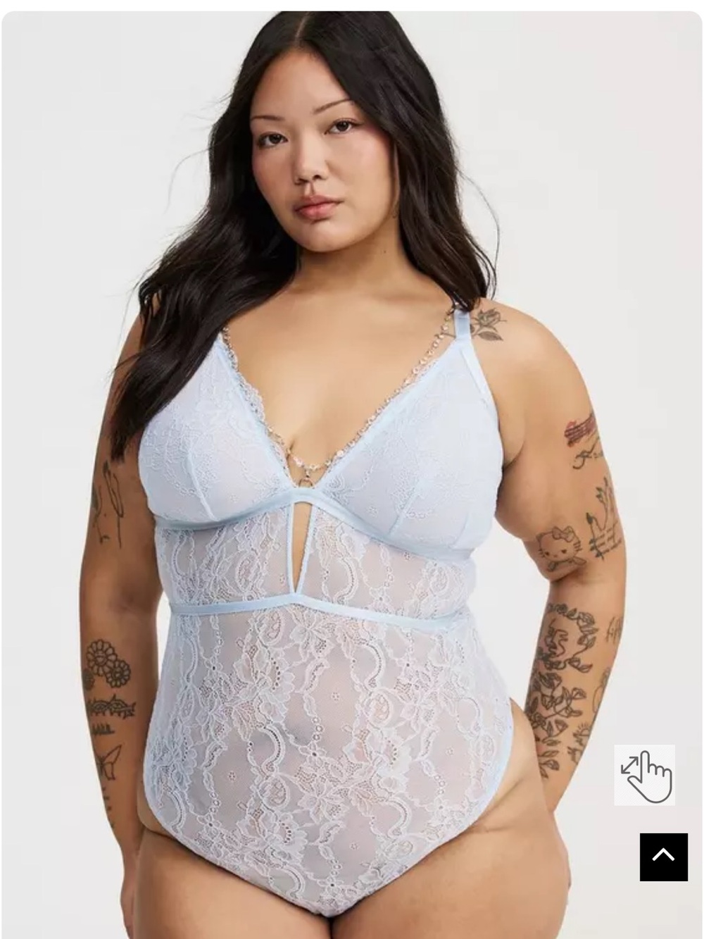 Torrid size 1 NWT Sheer Lace Bodysuit in Light Blue